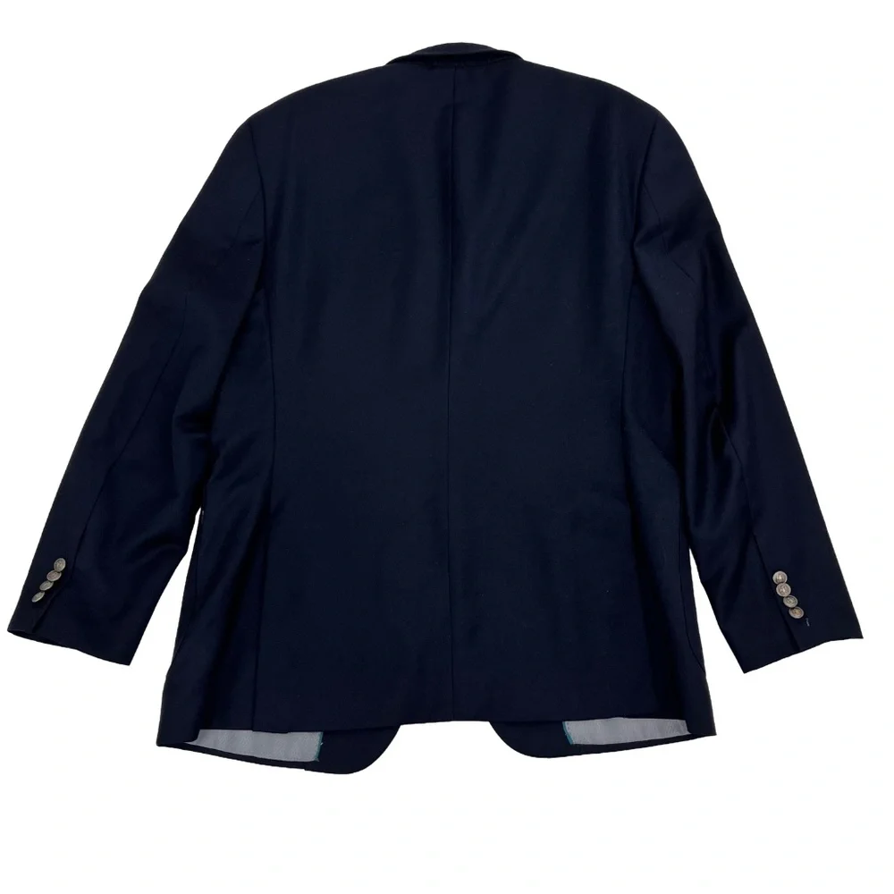 Tasso Elba Mens 42R Single Breasted Blazer Navy Blue Wool Notch Lapel Two-Button